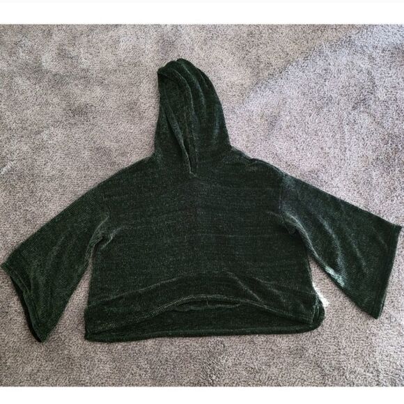 Dark Green Super Soft Bell Sleeve Pullover Hoodie Swaeter Size L - Picture 6 of 6